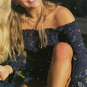 Navy constellation crop top MAJORELLE